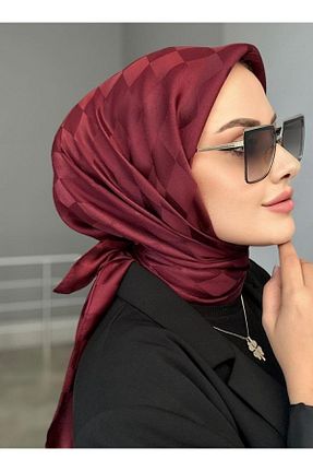 روسری زرشکی پنبه - پلی استر کد 820565418