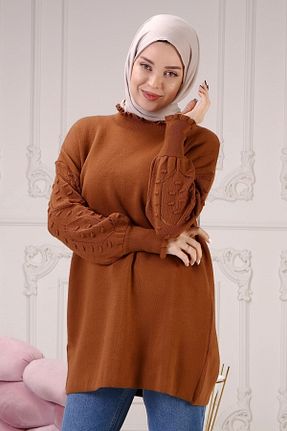 پلیور حجاب قهوه ای زنانه اکریلیک ilmek - کد 158682330