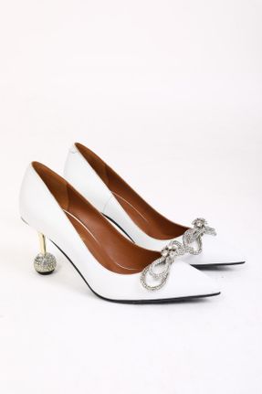 کفش مجلسی سفید زنانه چرم طبیعی پاشنه متوسط ( 5 - 9 cm ) پاشنه نازک کد 373948998