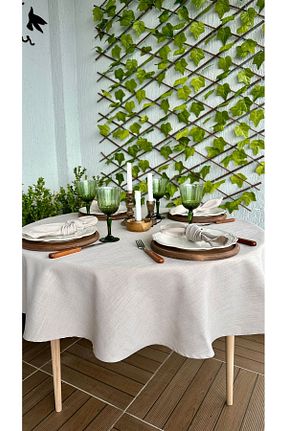 رومیزی قهوه ای کتان Decamor home - کد 648567333