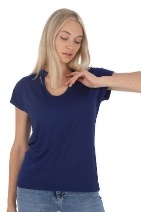 تی شرت سرمه ای زنانه ویسکون طراحی کد 835682233