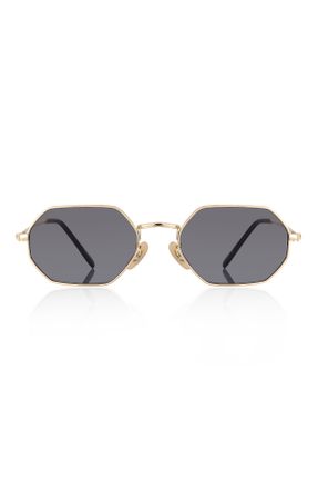عینک آفتابی طلائی مردانه 52 UV400 فلزی هندسی کد 841323740