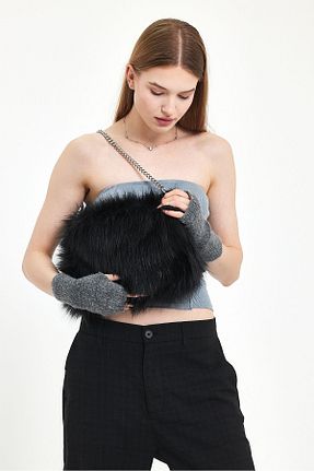 کیف دوشی مشکی زنانه پارچه ای Fluffy Turkey - کد 801022253