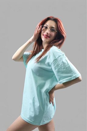 تیشرت سبز زنانه اورسایز NÇ Tasarım - کد 841389307