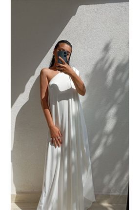 لباس مجلسی سفید زنانه بدون آستین رگولار بدون آستر کد 834247168