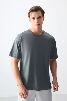 تی شرت خاکی مردانه رگولار یقه گرد پنبه - پلی استر تکی بیسیک کد 808520923