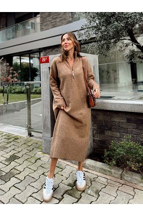 لباس قهوه ای زنانه تریکو buqre