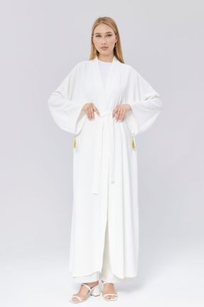 کیمونو سفید زنانه پلی استر بافتنی بلند کد 828225123
