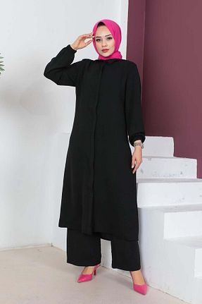 ست بالاتنه و پائین تنه حجاب مشکی زنانه رگولار Genel Markalar - کد 841538066