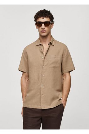 پیراهن بژ مردانه رگولار MANGO Man - کد 814009768
