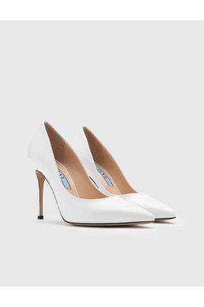 کفش پاشنه بلند کلاسیک سفید زنانه چرم طبیعی پاشنه نازک پاشنه بلند ( +10 cm) کد 88797985