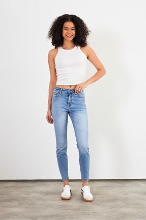 شلوار جین آبی زنانه فاق بلند جین استاندارد کد 816491480