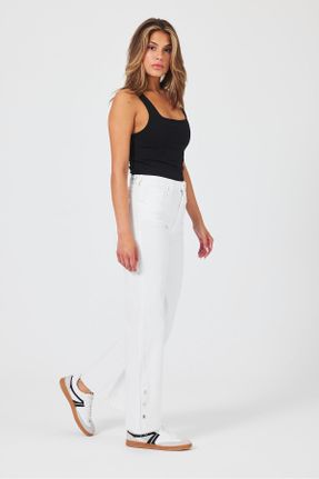 شلوار جین سفید زنانه فاق بلند جین استاندارد کد 829746668