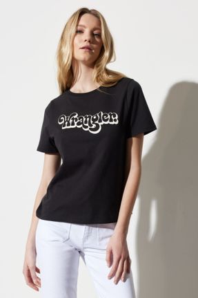 تی شرت مشکی زنانه رگولار یقه گرد پنبه (نخی) کد 668016316