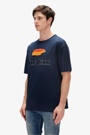 تی شرت آبی مردانه رگولار یقه گرد تکی کد 681067549