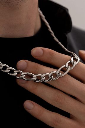 گردنبند استیل ( فولاد ) سفید مردانه استیل ضد زنگ vogutima - کد 841565264