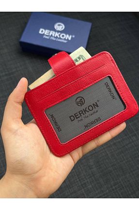 جا کارتی قرمز زنانه چرم خالص Derkon - کد 841566162