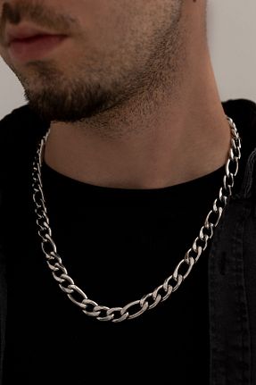 گردنبند استیل ( فولاد ) سفید مردانه استیل ضد زنگ vogutima - کد 841565264