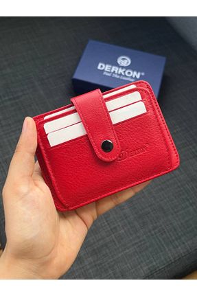 جا کارتی قرمز زنانه چرم خالص Derkon - کد 841566162