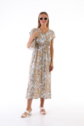 لباس بژ زنانه بافتنی ویسکون آستین-بلند کد 323522783
