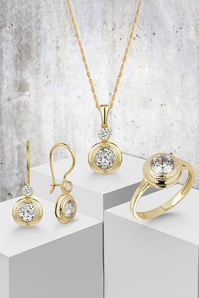 ست نقره طلائی زنانه زیرکن Else Silver - کد 371756911