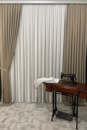 پرده زمینه قهوه ای کتان VOLPER MEKANİK - کد 216997408