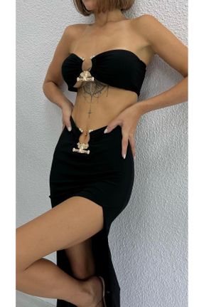 لباس مشکی زنانه بافت استراپلز پوشاک ساحلی کد 289231699