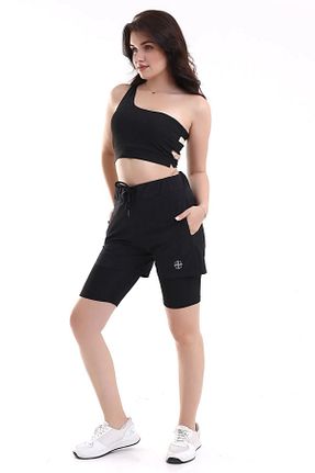 شلوارک ساحلی مشکی زنانه الاستین Zula Moda - کد 827821030