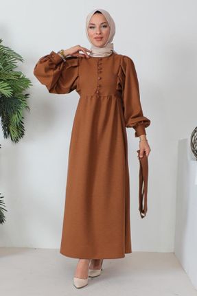 لباس قهوه ای زنانه اورسایز بافتنی کد 753788166