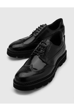 کفش کژوال مشکی مردانه چرم طبیعی پاشنه کوتاه ( 4 - 1 cm ) پاشنه ساده کد 761184437