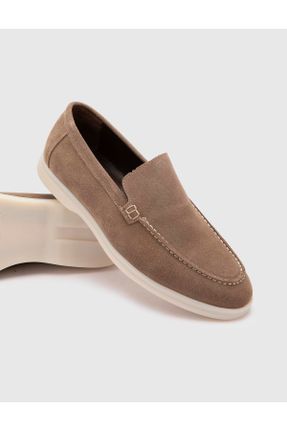 کفش کژوال بژ مردانه چرم طبیعی پاشنه کوتاه ( 4 - 1 cm ) پاشنه ساده کد 741035129