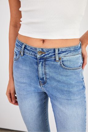 شلوار جین آبی زنانه فاق بلند جین استاندارد کد 816491480