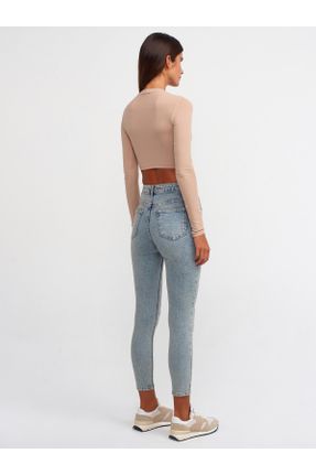 شلوار جین آبی زنانه پاچه تنگ فاق بلند جین استاندارد کد 786737819