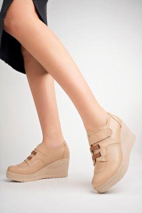 کفش پاشنه بلند پر بژ زنانه پاشنه متوسط ( 5 - 9 cm ) جیر پاشنه پر کد 788376799