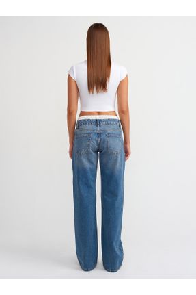 شلوار جین آبی زنانه فاق بلند استاندارد کد 836523211