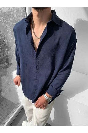 پیراهن سرمه ای مردانه اورسایز MAGICALFASHION - کد 839622598