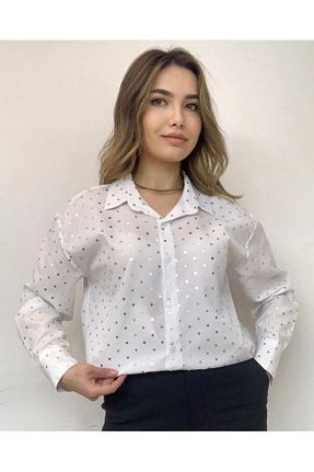 پیراهن سفید زنانه یقه پیراهنی ahsenmoda - کد 841569973