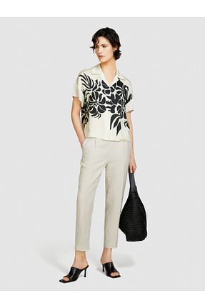 شلوار بژ زنانه کتان Sisley - کد 828129878