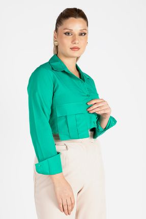 پیراهن سبز زنانه اورسایز پنبه - پلی استر کد 813008196