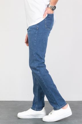 شلوار جین آبی مردانه پاچه لوله ای ساده کد 70294254
