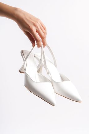 کفش پاشنه بلند کلاسیک سفید زنانه چرم پاشنه نازک پاشنه متوسط ( 5 - 9 cm ) کد 818772785