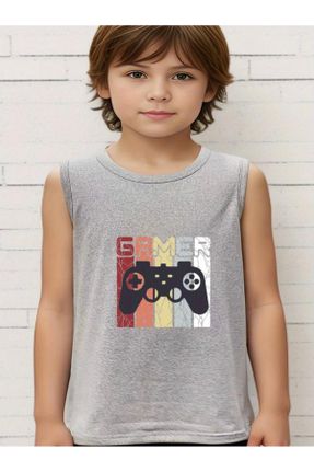 تی شرت طوسی بچه گانه رگولار پنبه - پلی استر - الاستن تکی کد 841638594