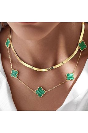 گردنبند استیل ( فولاد ) سبز زنانه استیل (فولاد) neslyaccessories - کد 806788466