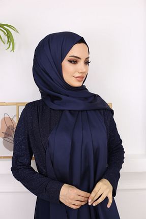 شال سرمه ای زنانه پلی ساتن Zerlinda - کد 786352744