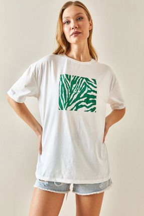 تی شرت سبز زنانه رگولار یقه گرد تکی بیسیک کد 806814229
