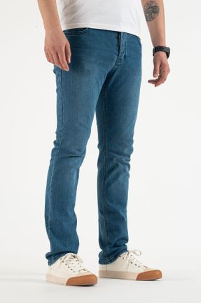 شلوار جین آبی مردانه پاچه لوله ای جین پوشاک ورزشی بلند کد 828672837