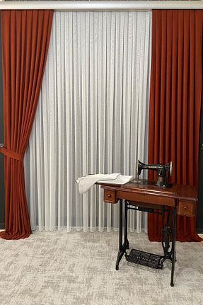 پرده زمینه نارنجی پلی استر VOLPER MEKANİK - کد 209934808