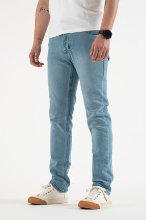 شلوار جین آبی مردانه پاچه لوله ای جین پوشاک ورزشی بلند کد 828927192