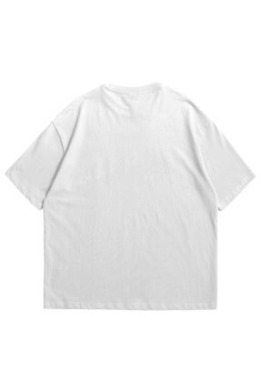 تی شرت سفید زنانه اورسایز یقه گرد تکی کد 820477035