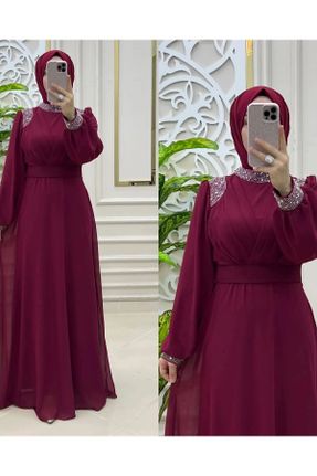 لباس زرشکی زنانه اسلیم فیت بافتنی پنبه - پلی استر کد 787368654